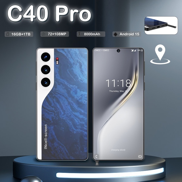 High Quality 2026 New C40 Pro 5g Smart Phone 7.3 Inch Display 8000mah Battery 16gb + 1tb Memory 72mp + 108mp Cameras Wholesale