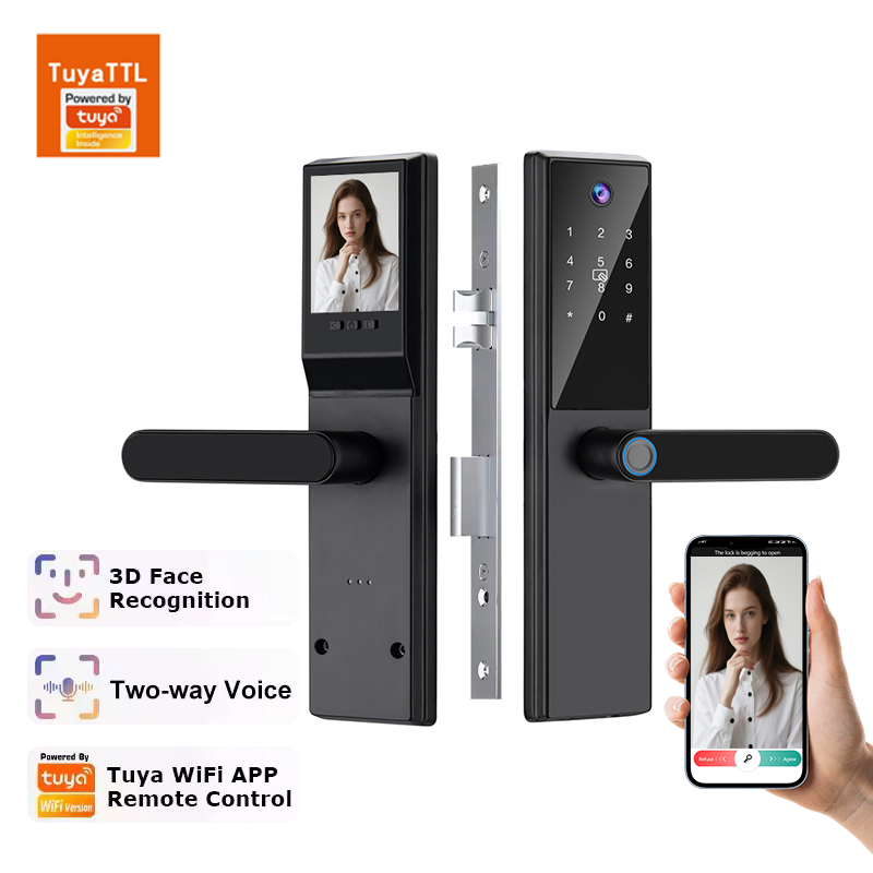 Tuya Digit Fingerprint Wifi Electric Smart Door Lock for Home Security Keys Digital Electronic Handle for Aluminum Wood Door · image 3