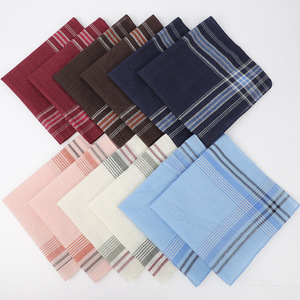 Lot de 12 mouchoirs de poche en polyester pour homme, 36*36cm, rayés, pour style et confort - Product Image 1