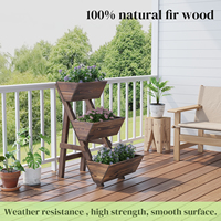 Jardinière surélevée classique en bois à 3 niveaux avec trous de drainage pour une utilisation en intérieur et en extérieur, fleurs/légumes/plantes