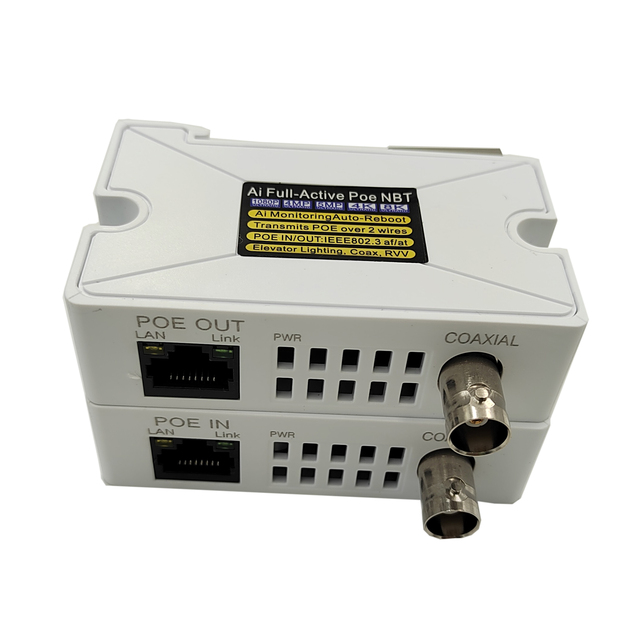 AI POE Over Coax EOC Converter IP Over Coax Max 600meter Power Data Transmission Over Regular RG59 Coaxial Cable for IP POE
