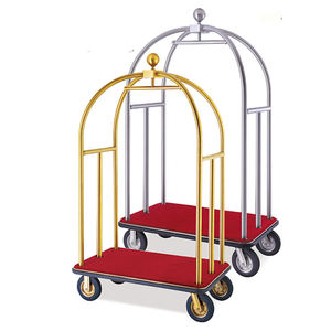 Acier inoxydable Hôtel Luxe Couronne Pliable Bellboy <span class=keywords><strong>Chariot</strong></span> Rack Concierge Cage À Oiseaux Brouette Bagages Bellman <span class=keywords><strong>Chariot</strong></span> Chariots À Bagages - Product Image 1