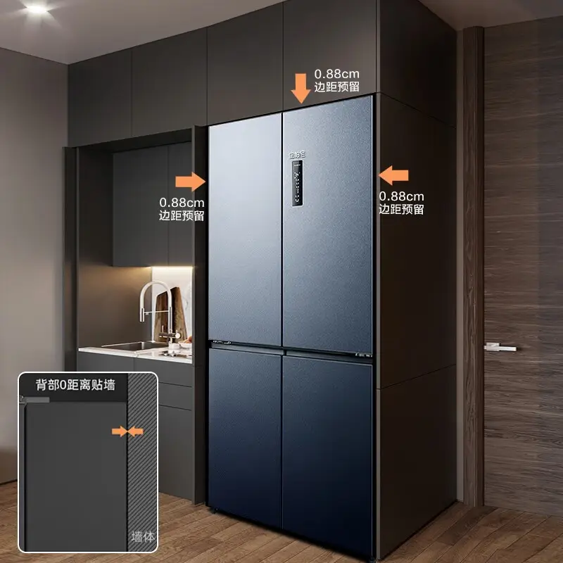 501L Cross Door Refrigerador Ultra-fino Dual inversor Household Sala de estar Grande Capacidade Construído em Frigorífico