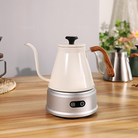 Bouilloire à café Tenrey 1000 ml en acier inoxydable 304 avec thermomètre intégré, poignée à motif bois, pour cuisinière
