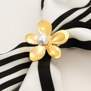 BINSHUO irrégularité pétale écharpe <span class=keywords><strong>boucle</strong></span> anneaux bonne qualité géométrique en acier inoxydable plaqué or perle fleur anneaux pour les femmes - Product Image 1
