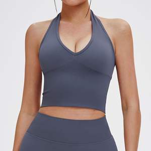 Débardeurs de sport pour femmes, dos nu, col en V, respirants, bretelles halter, soutien élevé, <span class=keywords><strong>musculation</strong></span>, coupe ajustée, débardeurs pour femmes - Product Image 1