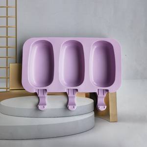 Molde de helado de silicona <span class=keywords><strong>Magnum</strong></span> de 3 celdas, bandeja de cubitos de hielo para pastel de Chocolate, barra de dulces, DIY, herramientas de palo de madera - Product Image 6