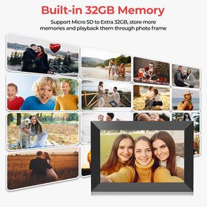 FRAMEO Cadre photo numérique intelligent à écran tactile IPS de 10.1 pouces intégré dans une mémoire de 32 Go pouvant être montée sur un mur Partager des <span class=keywords><strong>photos</strong></span> Vidéos - Product Image 6
