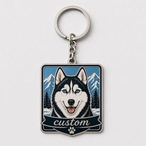Porte-clés personnalisé Husky pour amoureux des chiots, promotion pour animalerie, souvenir, badge, porte-clés en métal - Product Image 3