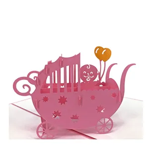 Winpsheng – berceau de bébé fille découpé au laser, impression personnalisée 3d pop up cartes de joyeux anniversaire