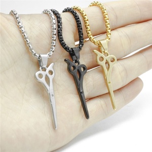Collier pour homme, pendentif ciseaux en acier inoxydable, bijoux punk tendance pour femme et homme, cadeau d'anniversaire - Product Image 2