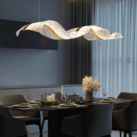 Lustre de restaurant en ruban, design artistique de luxe léger, style vague, simplicité moderne, pour réception d'hôtel et comptoir de bar, complet