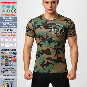 Collant a maniche corte per il Fitness sportivo da <span class=keywords><strong>uomo</strong></span> <span class=keywords><strong>abbigliamento</strong></span> mimetico da esterno ad asciugatura rapida T-shirt in maglia mimetica da corsa - Product Image 1