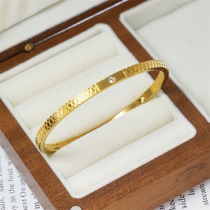 Minimalist Jewelry <b>Bracelet</b> Dainty Gold Plated Stainless Steel Zircon <b>Bangle</b> <b>Bracelet</b> for Women - Product Image 4