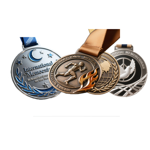 Sản phẩm thủ công kim loại phong cách hiện đại và cổ cổ giả vàng bản đồ thế giới Olive chi nhánh quốc tế kỷ niệm huy chương - Product Image 1