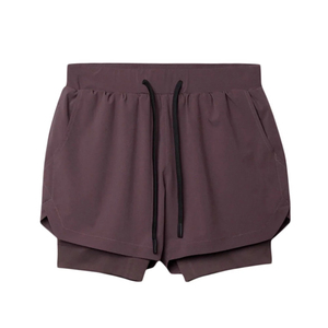 Shorts double couche à séchage rapide, extensibles et respirants, 2-en-1, pour la course, la gym, l'entraînement, avec doublure de compression intérieure, pour adultes - Product Image 1