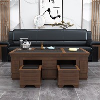 Nouvelle table basse en bois massif de style chinois avec petit tabouret, design moderne pour la maison et les salles d'exposition