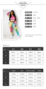 Completo da <span class=keywords><strong>Donna</strong></span> Europeo e Americano <span class=keywords><strong>con</strong></span> Top a Maniche Lunghe e <span class=keywords><strong>Pantaloni</strong></span> Casual <span class=keywords><strong>con</strong></span> Vita Elastica e Stampa - Product Image 6