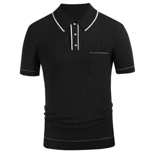 2024 Summer Men's Short-sleeved Knitted Casual POLO Shirts Contrast Color British Slim Lapel Ice Silk POLO Shirt Men Clothes