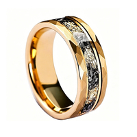 Bagues de luxe en carbure de tungstène martelé plaqué or 8 mm avec incrustation de feuille d'or météorite pour homme et femme, bague de fiançailles, alliance, cadeau