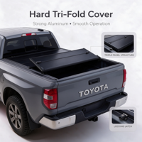 Couverture de benne rigide pliable en trois parties pour Toyota Hilux, Tacoma 2016-2023, Ranger, Ram 1500 (5ft et 6.5ft)