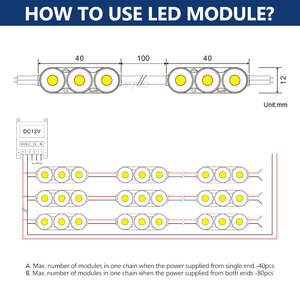 โมดูล LED DC 12V กันน้ำ IP67 3 LED 0.72W SMD แบล็คไลท์2835โมดูล LED สำหรับตัวอักษรช่อง - Product Image 6