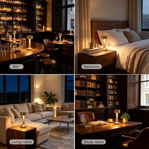Lampe de table LED rechargeable moderne avec contrôle tactile USB, intensité réglable, en fer et acrylique, garantie 1 an, pour éclairage de nuit en hôtel - Product Image 6