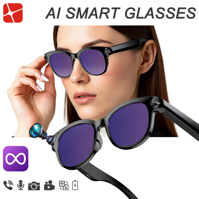 Wireless Bluetooth Ai Smart Glasses 8Mp Hd Camera Real-Time Multi-Language Translator 39G Video Recording Glasses