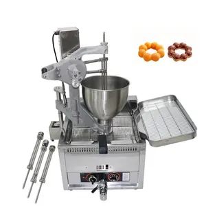 Máquina comercial industrial totalmente automática para fazer donuts, mini mochi, fritar, encher e envidraçar