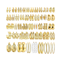 Pendientes de Aro Chapados en Oro de Moda, Juego de 42 Pendientes, Joyería de Perlas, Diseño Elegante y Lujoso para Mujer