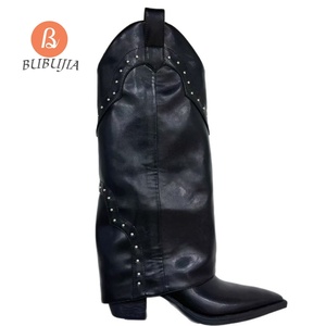 Usine directe en gros Vintage <span class=keywords><strong>bottes</strong></span> femmes Western <span class=keywords><strong>Cowboy</strong></span> <span class=keywords><strong>bottes</strong></span> chaussures décontractées Rivets décoratifs concepteur <span class=keywords><strong>bottes</strong></span> au genou femmes - Product Image 5