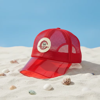Casquette de camionneur en maille intégrale avec bord rouge néon en PVC transparent, pare-soleil personnalisé, respirante, été, snapback, casquette de baseball