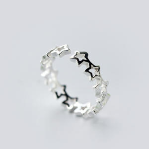 Anello in argento con motivo a stella, unisex, carino, alla moda, regalo, senza pietra F1462 - Product Image 4