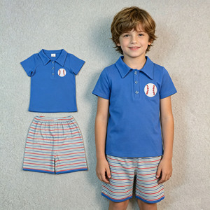Ensemble de vêtements pour petit garçon, t-shirt et short à broderie de cheval, style décontracté d'été, boutique RTS - Product Image 3