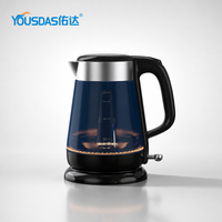 Bouilloire Électrique Sans Fil en Verre Borosilicate, Arrêt Automatique, Anti-Ébullition à Sec, Portable, Ébullition Rapide, 1,8 L, Pour Hôtels