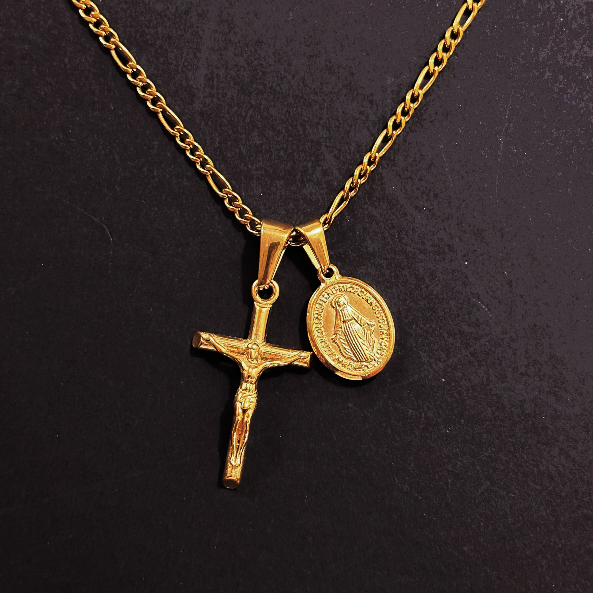 Olivia Trendy Virgin Mary Cross Necklace - Stainless Steel