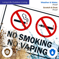 Panneau en aluminium blanc de qualité supérieure, imprimé UV, résistant aux intempéries et à la décoloration, personnalisable, interdiction de fumer et de vapoter - Panneau anti-tabac