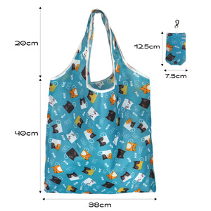 Pink Floral Polyester <b>Foldable</b> Shopping <b>Bag</b> Large Size Shoulder Handle For Groceries - Product Image 4