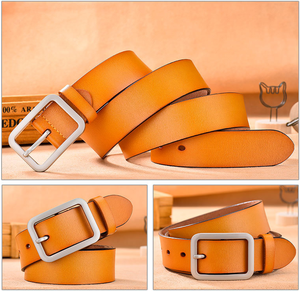 <span class=keywords><strong>Ceinture</strong></span> en cuir véritable pour hommes, unisexe, design simple et confortable, avec boucle à griffes en alliage, tenue décontractée pour jeunes - Product Image 4