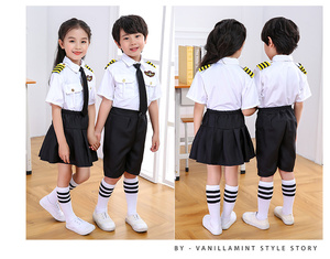 बच्चों की एयरलाइन पायलट कॉस्ट्यूम की पोशाक के लिए तैयार की गई लड़कियों की कप्तान यूनिफॉर्म फ्लाइट क्रू की भूमिका - Product Image 4