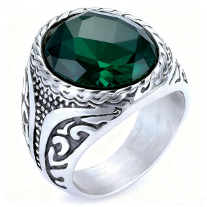 Anillos de Acero Inoxidable con Piedras Preciosas de Cuatro Colores, Estilo Europeo Americano, Superventas Transfronterizos 2026, Ojo de <span class=keywords><strong>Tigre</strong></span> y Turquesa - Product Image 1