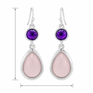 Orecchini Pendenti Vintage con Pietre Rosa e Viola a Goccia, Orecchini alla Moda per Donne - Product Image 5