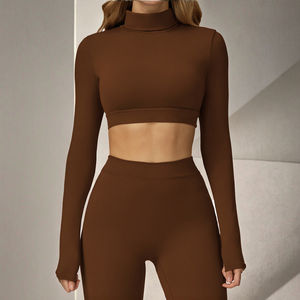 Nouveauté : haut de yoga à manches longues pour femme, brossé, dos ouvert, devant creux, extensible, séchage rapide, doux pour la peau, course à pied, salle de sport - Product Image 2