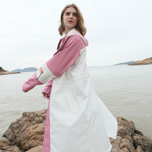 생산 컬러 관찰 친환경 방수 비옷 야외 경량 롱 후드 트렌치 레인 코트 - Product Image 2