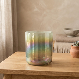 Rainbow <b>Glass</b> <b>Candle</b> Jar Ribbed Clear <b>Candle</b> <b>Holder</b> Decorative <b>Glass</b> Vessel for Home Decor - Product Image 2