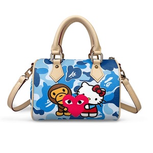 Versatile Denim Bowling Bag with Cartoon <strong>Kitty</strong> &amp; Cookie Print, Trendy Small Shoulder <strong>Purse</strong> Handbags - Product Image 2