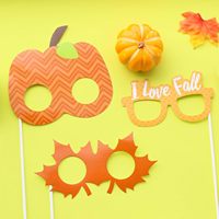 Grand motif de bonheur : Lunettes et masque à thème citrouille - Accessoires de photomaton d'automne - Décorations de Thanksgiving et d'Halloween - Décoration d'automne