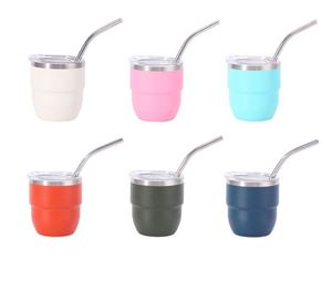 Expresso Cups 4oz <b>Double</b> <b>Wall</b> Insulated Stainless Steel Mini Shot Tumbler Powder Coated Colors Coffee <b>Mug</b> with Metal Straw - Product Image 1