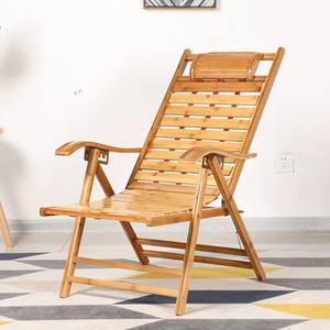 Salotto di bambù fresco pieghevole all'aperto con cuscino e cuscino per l'estate regolabile vecchio uomo sedia a letto - Product Image 2