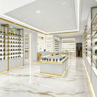 Vitrine de présentation de parfums de luxe en or blanc, avec éclairage LED, en verre, écologique, taille personnalisable, pour boutique professionnelle